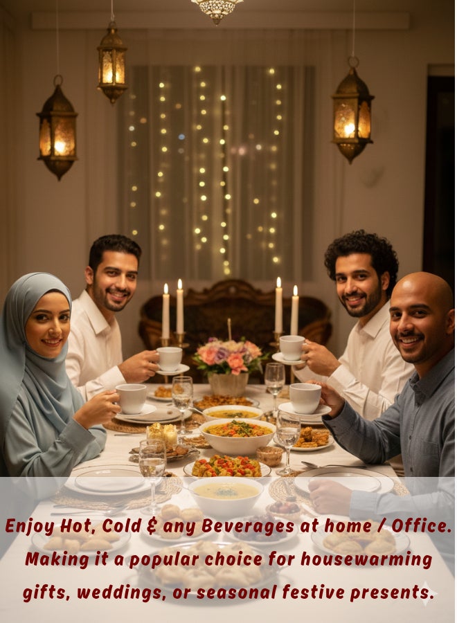 Feelings طقم أكواب وصحون قهوة سيراميك أنيق - 12 قطعة، يتضمن 6 أكواب سيراميك سعة 85 مل + 6 صحون سيراميك | طقم تقديم قهوة وشاي كلاسيكي - Image 5